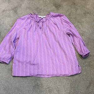 LOFT Lavender Blouse with White Dots